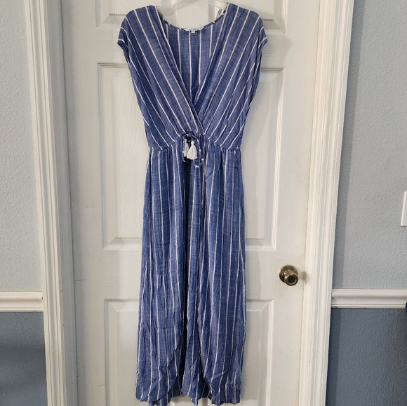 Blue and White Lightweight Striped Dress - Picture 1 of 7